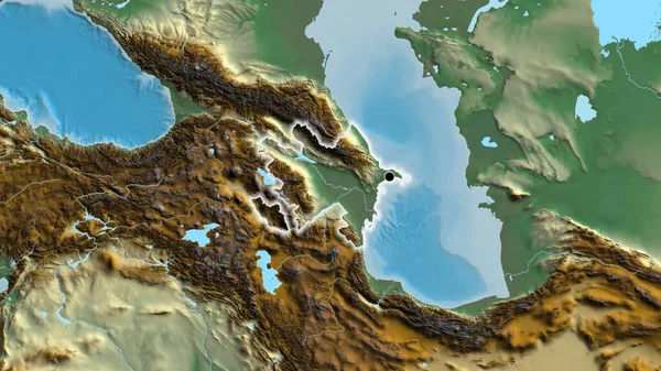 Närbild Azerbajdzjans Gränsområde Katastrofkarta Huvudpunkt Glow Runt Landet Form — Stockfoto