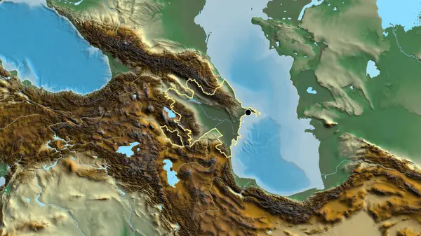 Zbliżenie Strefy Przygranicznej Azerbejdżanu Ciemnym Pokryciem Mapie Pomocy Główny Punkt — Zdjęcie stockowe