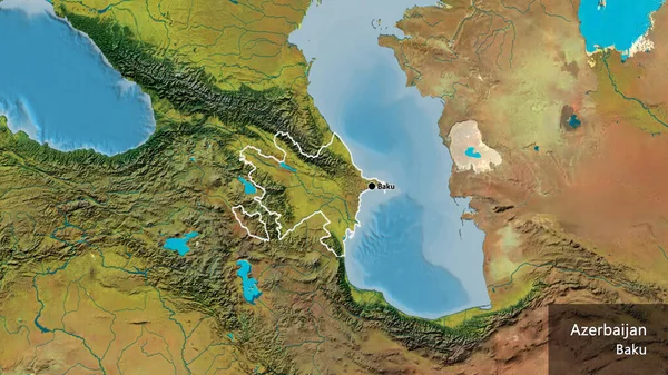 Primer Plano Zona Fronteriza Azerbaiyán Mapa Topográfico Punto Capital Esquema —  Fotos de Stock