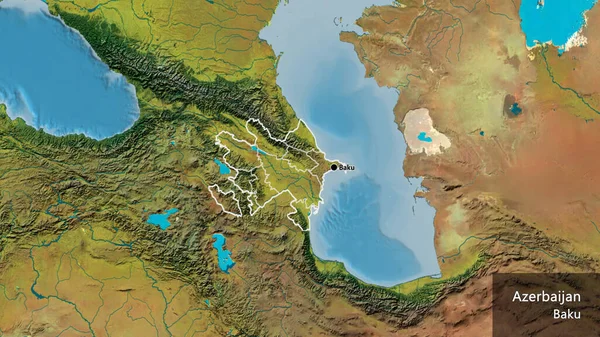 Gros Plan Sur Une Carte Topographique Frontière Azerbaïdjanaise Ses Frontières — Photo