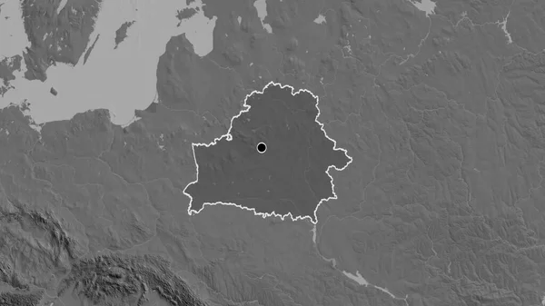 Zbliżenie Białoruskiej Strefy Przygranicznej Ciemnymi Nakładkami Mapę Dwupoziomową Główny Punkt — Zdjęcie stockowe
