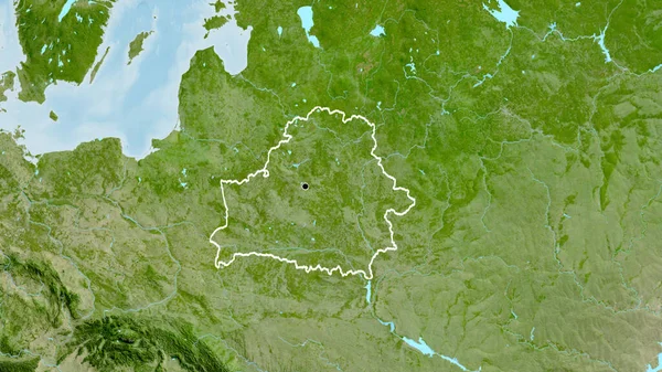 Close Van Het Grensgebied Met Belarus Een Satellietkaart Hoofdpunt Overzicht — Stockfoto