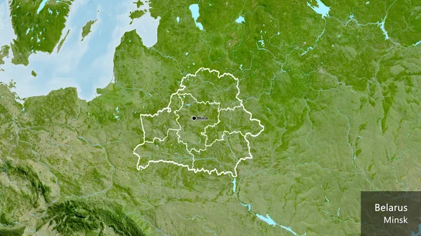 Близько Прикордонної Зони Білорусі Регіональних Кордонів Супутниковій Карті Столична Точка — стокове фото