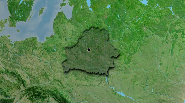 Közelkép Fehérorosz Határ Menti Területről Amely Egy Műholdas Térképen Sötét — Stock Fotó