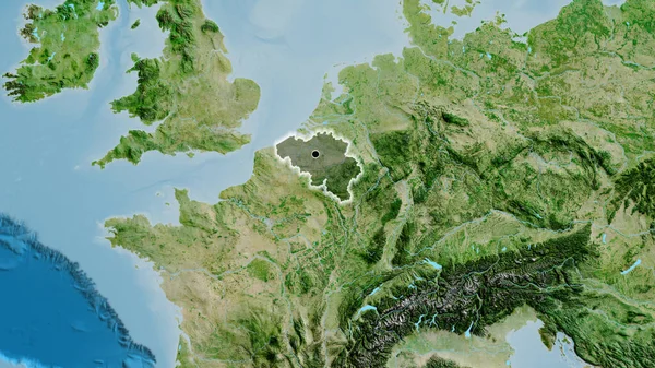 Belçika Sınır Bölgesinin Uydu Haritasında Koyu Bir Örtüyle Işaretlenmiş Yakın — Stok fotoğraf