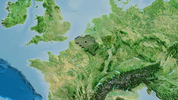 Zbliżenie Belgijskiej Strefy Przygranicznej Ciemną Powłoką Mapie Satelitarnej Główny Punkt — Zdjęcie stockowe