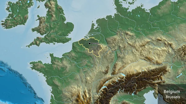 벨기에 지역의 촬영은 지도에서 어두운 오버레이로 조명되고 국가의 모양을 중심으로 — 스톡 사진