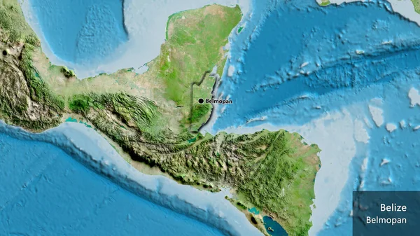 Detailní Záběr Pohraniční Oblasti Belize Satelitní Mapě Fakt Zkosené Hrany — Stock fotografie