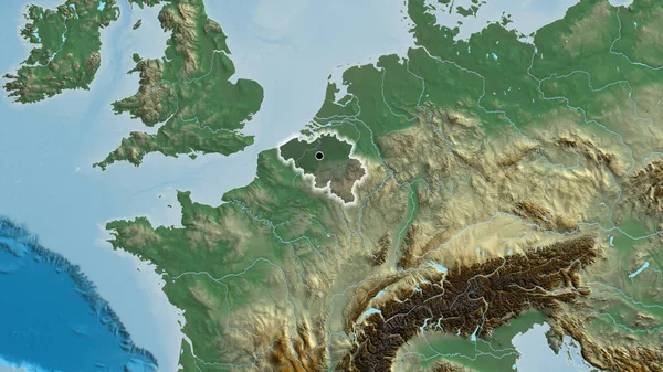Крупним Планом Бельгійський Прикордонний Район Підсвічується Темним Накладенням Карту Рельєфу — стокове фото