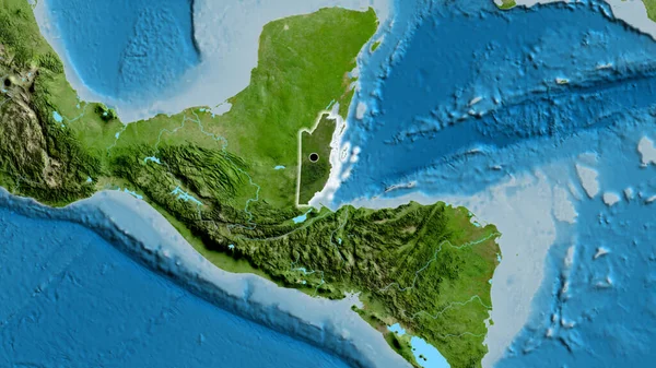 Belize Sınır Bölgesinin Yakın Çekimleri Uydu Haritasında Koyu Bir Örtüyle — Stok fotoğraf