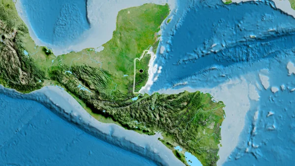 Close Van Het Grensgebied Van Belize Een Satellietkaart Hoofdpunt Glow — Stockfoto