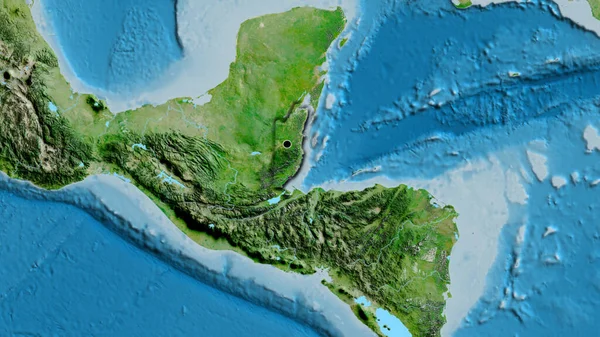 Nahaufnahme Des Grenzgebiets Von Belize Auf Einer Satellitenkarte Kapitalpunkt Abgeschrägte — Stockfoto
