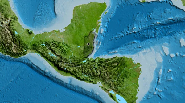 Zbliżenie Strefy Przygranicznej Belize Ciemną Nakładką Zdjęciu Satelitarnym Główny Punkt — Zdjęcie stockowe