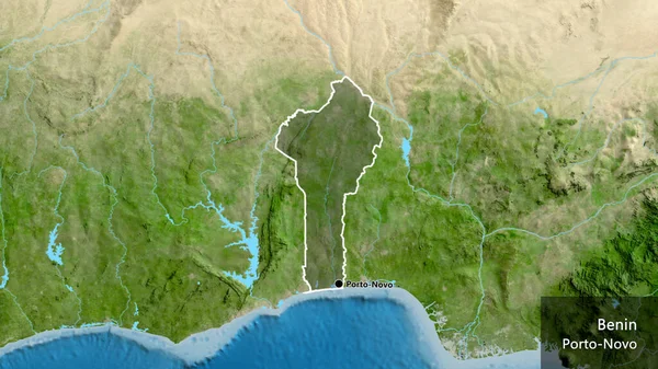 Benin Sınır Bölgesinin Yakın Çekimleri Uydu Haritasında Koyu Bir Örtüyle — Stok fotoğraf