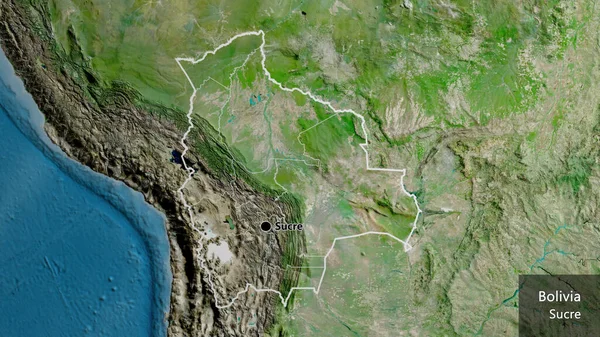 Крупный План Приграничной Зоны Боливии Региональных Границ Спутниковой Карте Отличный — стоковое фото