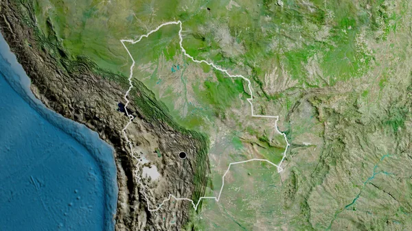衛星地図上のボリビア国境地帯の閉鎖 資本ポイント 全国の概要 — ストック写真