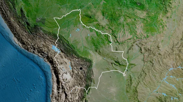 Close Van Het Boliviaanse Grensgebied Een Satellietkaart Hoofdpunt Overzicht Rond — Stockfoto