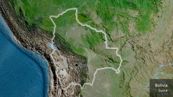 Крупним Планом Прикордонний Район Болівії Супутниковій Карті Столична Точка Світиться — стокове фото