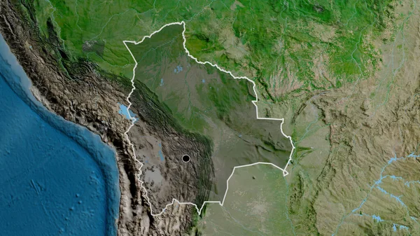 Close Bolivia Border Area Highlighting Dark Overlay Satellite Map Capital — Stock Photo, Image