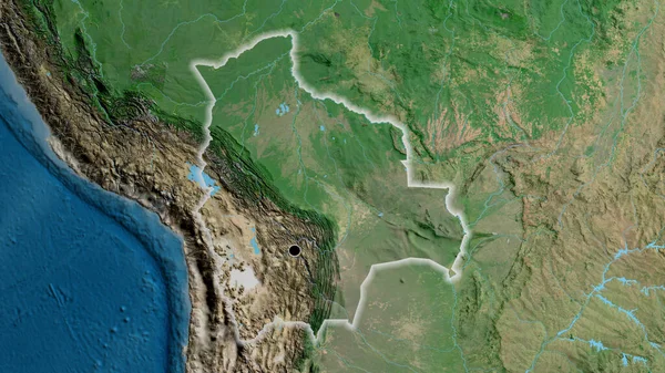 Bolivya Sınır Bölgesinin Uydu Haritasında Yakın Plan Görüntüsü Ana Nokta — Stok fotoğraf