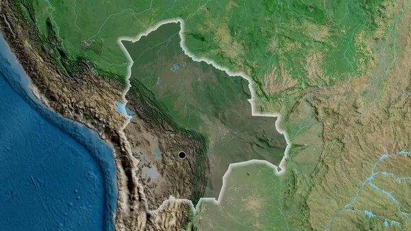 Nahaufnahme Des Bolivianischen Grenzgebiets Hervorgehoben Durch Eine Dunkle Überlagerung Auf — Stockfoto