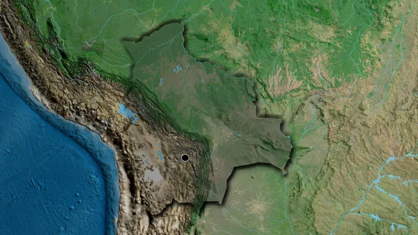 Close Área Fronteira Bolívia Destacando Com Uma Sobreposição Escura Mapa — Fotografia de Stock