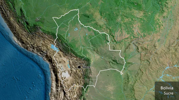 Крупный План Приграничной Зоны Боливии Региональных Границ Спутниковой Карте Отличный — стоковое фото