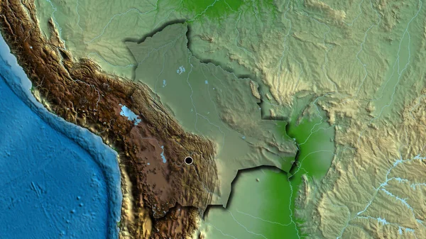 Крупный План Приграничной Зоны Боливии Выделенный Тёмным Наложением Физическую Карту — стоковое фото