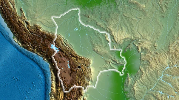 Primo Piano Della Zona Confine Con Bolivia Una Mappa Fisica — Foto Stock