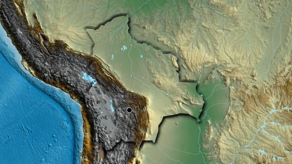 Närbild Bolivias Gränsområde Katastrofkarta Huvudpunkt Skalade Kanter Lantformen — Stockfoto