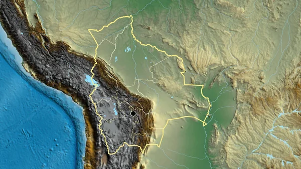 ボリビア国境地域とその地域境界線の閉鎖は救援地図上で行われた 資本ポイント 全国の概要 — ストック写真