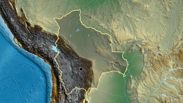 Крупный План Приграничной Зоны Боливии Выделяющийся Тёмным Наложением Рельефную Карту — стоковое фото