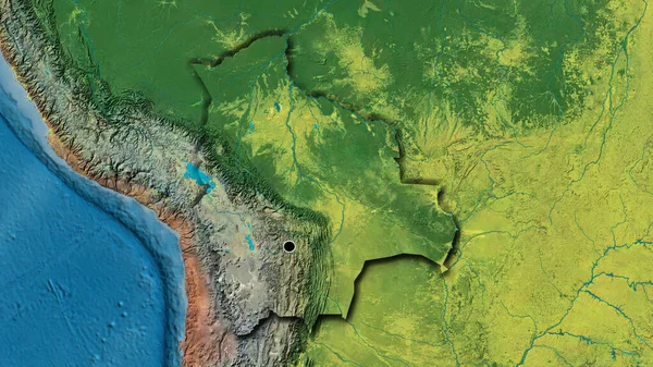 Gros Plan Frontière Bolivienne Sur Une Carte Topographique Point Capital — Photo