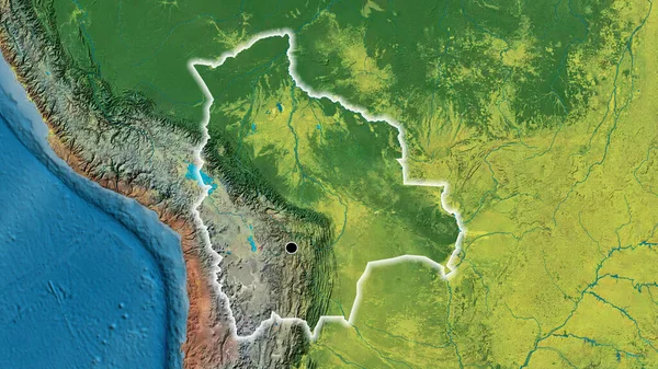 Крупный План Приграничной Зоны Боливии Топографической Карте Отличный Момент Светится — стоковое фото