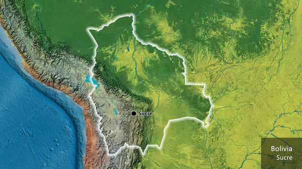 Крупный План Приграничной Зоны Боливии Топографической Карте Отличный Момент Светится — стоковое фото