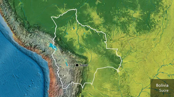 Close Van Het Boliviaanse Grensgebied Een Topografische Kaart Hoofdpunt Schets — Stockfoto