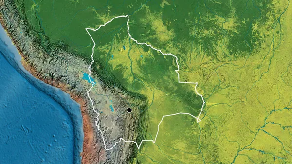 Nahaufnahme Des Bolivianischen Grenzgebiets Auf Einer Topografischen Karte Kapitalpunkt Umrisse — Stockfoto