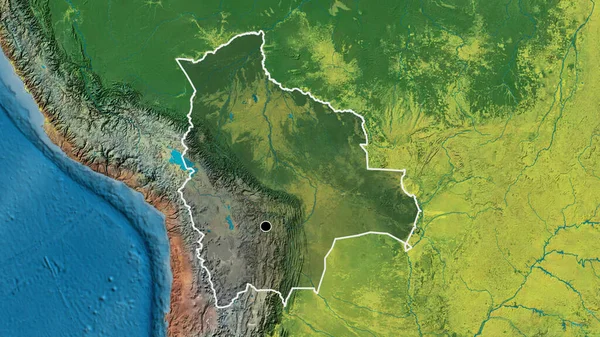 Крупный План Приграничной Зоны Боливии Выделяющийся Тёмным Наложением Топографическую Карту — стоковое фото