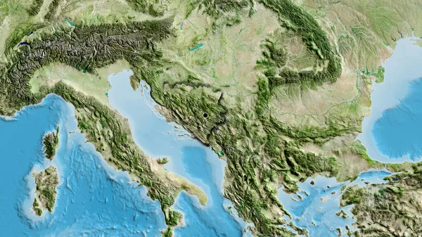 Närbild Gränsområdet Mellan Bosnien Och Hercegovina Satellitkarta Huvudpunkt Skalade Kanter — Stockfoto
