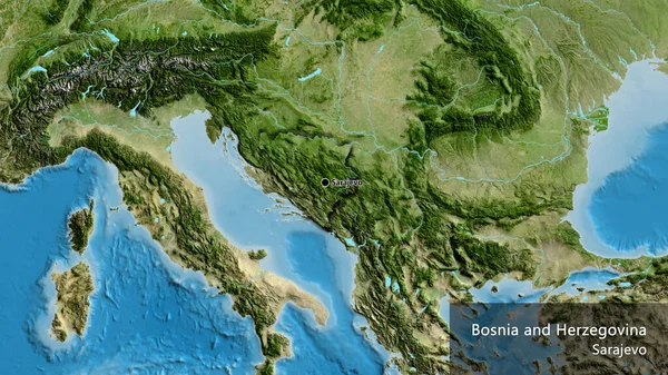 Близько Прикордонної Території Боснії Герцеговини Супутниковій Карті Столична Точка Перевернуті — стокове фото