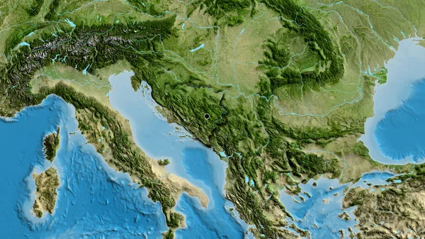 Близько Прикордонної Території Боснії Герцеговини Супутниковій Карті Столична Точка Перевернуті — стокове фото