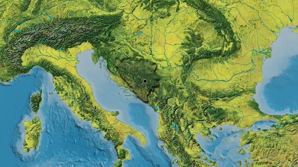 Bosna Hersek Sınır Bölgesinin Yakın Çekimleri Bir Topoğrafi Haritada Koyu — Stok fotoğraf