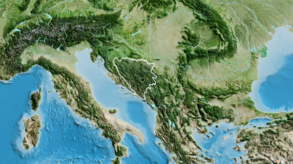 Detailní Záběr Pohraniční Oblasti Bosny Hercegoviny Zvýrazňující Tmavé Překrytí Satelitní — Stock fotografie
