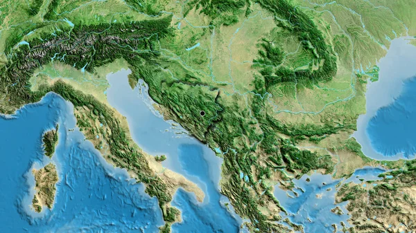Nahaufnahme Des Grenzgebiets Von Bosnien Und Herzegowina Auf Einer Satellitenkarte — Stockfoto