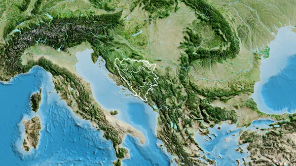 Близько Прикордонної Території Боснії Герцеговини Регіональних Кордонів Супутниковій Карті Столична — стокове фото