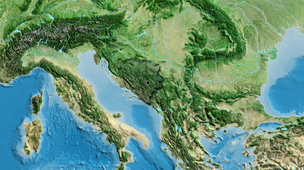 Крупный План Приграничной Зоны Боснии Герцеговины Подсветкой Тёмного Наложения Спутниковую — стоковое фото