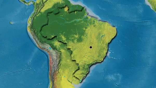 Nahaufnahme Des Brasilianischen Grenzgebiets Auf Einer Topografischen Karte Kapitalpunkt Abgeschrägte — Stockfoto