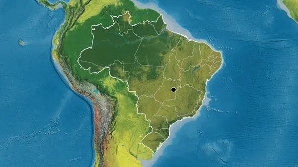 Close Brazil Border Area Highlighting Dark Overlay Topographic Map Capital — Stock Photo, Image