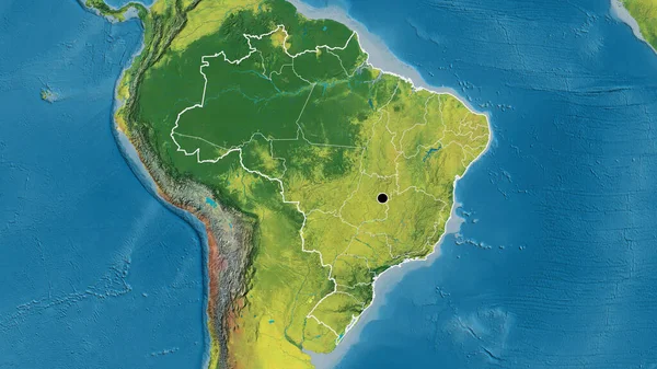 Detailní Záběr Pohraniční Oblasti Brazílie Topografické Mapě Fakt Obrys Kolem — Stock fotografie