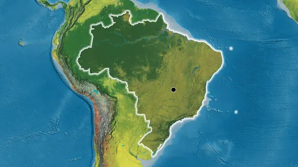 Крупный План Приграничной Зоны Бразилии Темным Наложением Топографическую Карту Отличный — стоковое фото